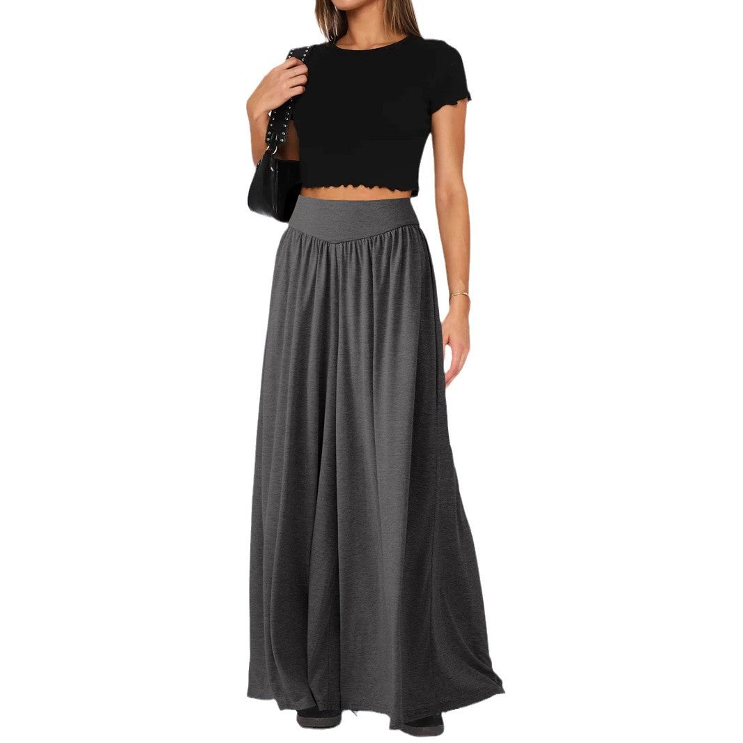 Damen weite Jersey-Hose mit hohem Bund Heidi-Mode