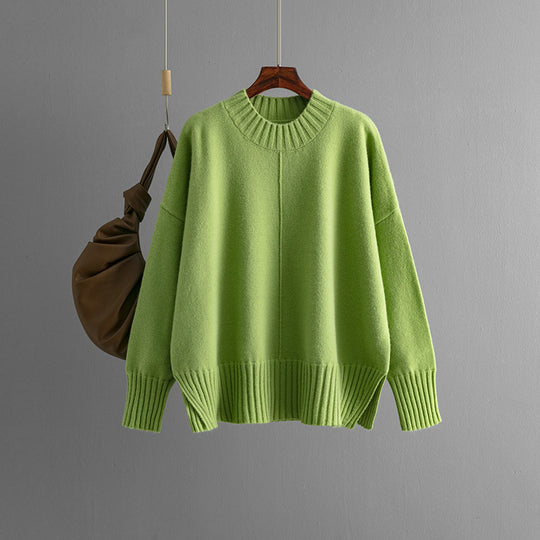 Damen Oversized Strickpullover mit Rippenbund Heidi-Mode