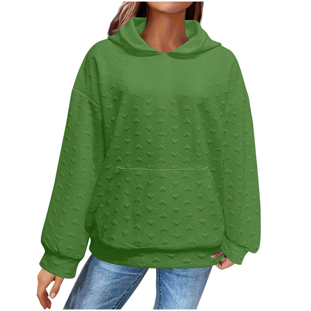 Damen Kapuzenpullover mit strukturiertem Herzmuster Heidi-Mode