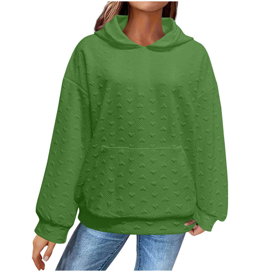 Damen Kapuzenpullover mit strukturiertem Herzmuster Heidi-Mode