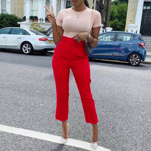 Damen Chinohose mit hohem Bund und eleganter Schnittführung Heidi-Mode