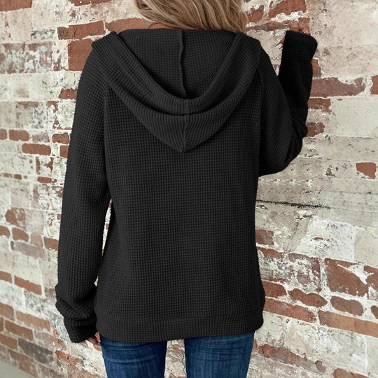 Damen Kapuzenjacke mit strukturierter Waffeloptik und praktischen Taschen Heidi-Mode