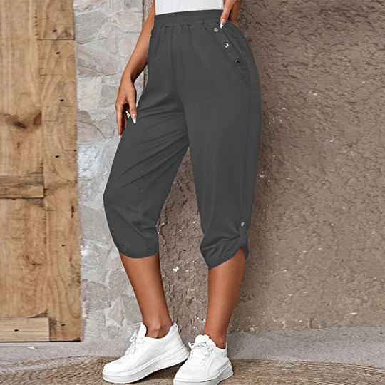 Damen sportliche Freizeithose mit elastischem Bund und praktischen Seitentaschen Heidi-Mode
