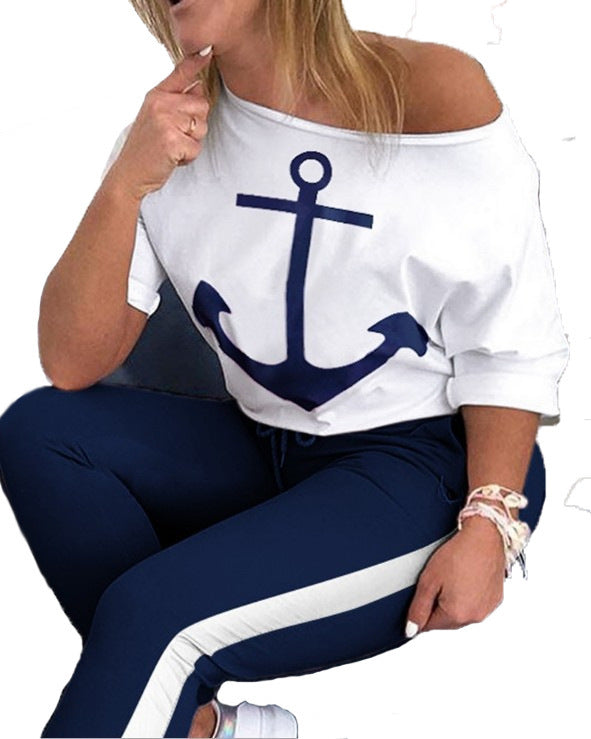 Damen Oversize T-Shirt mit Anker-Druck Heidi-Mode