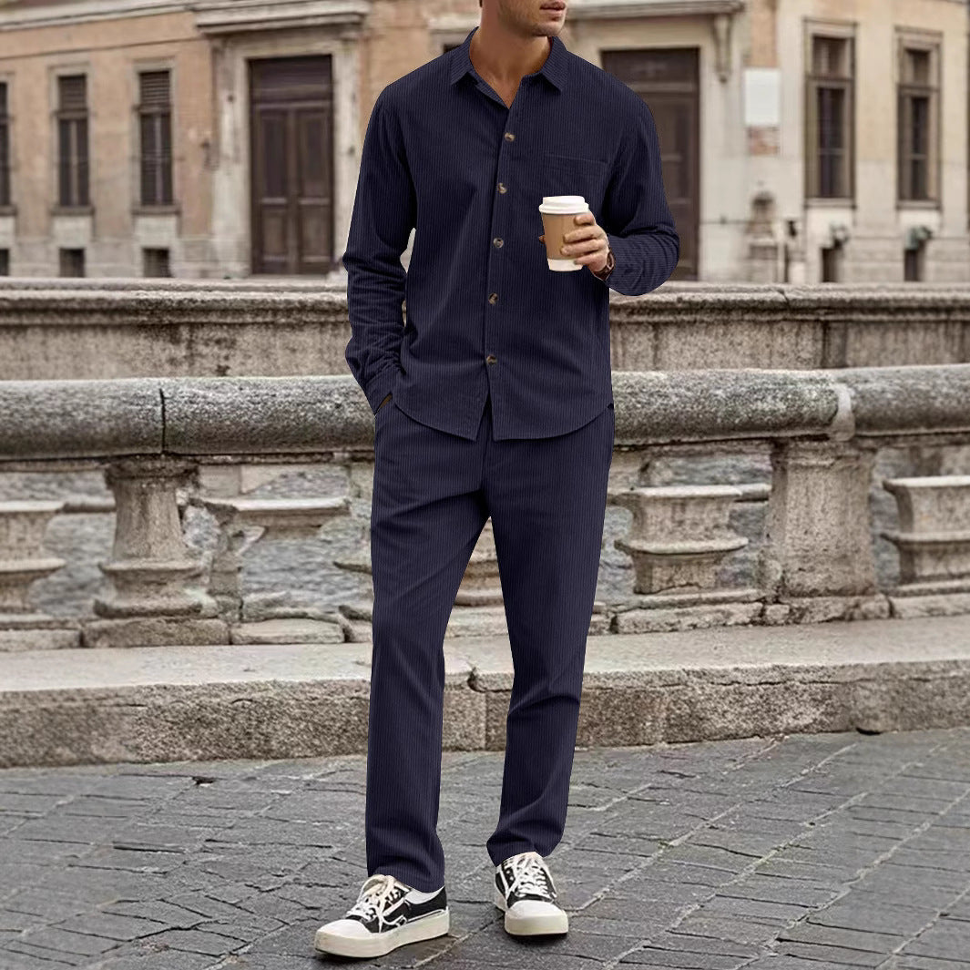 Herren elegantes Freizeitanzug mit stilvollem Hemd und bequemer Hose Heidi-Mode