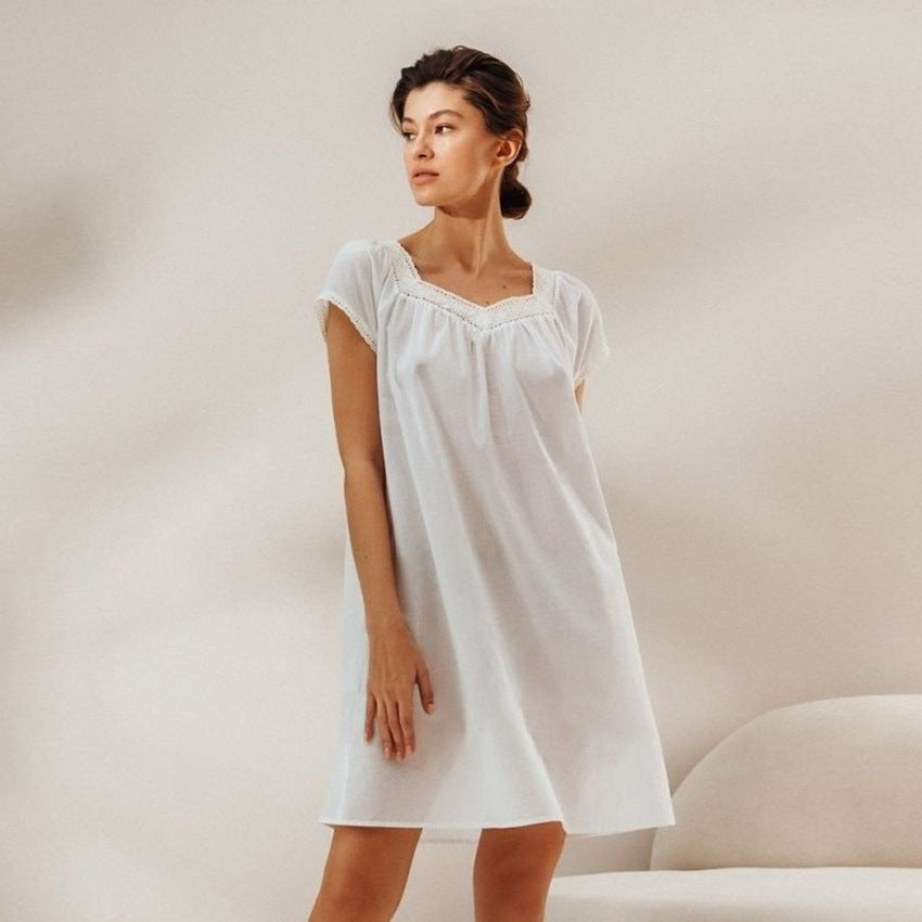 Damen Nachthemd mit feinen Spitzenverzierungen Heidi-Mode