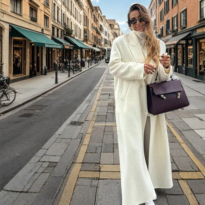 Damen Eleganter Oversized-Mantel aus hochwertigem Wollmix mit Seitentaschen Heidi-Mode