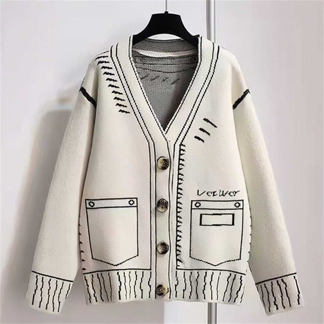 Damen Strickjacke mit kreativem Design und hochwertigen Knöpfen Heidi-Mode