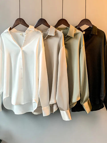 Heidi-Mode | Satin Bluse mit Knopfleiste