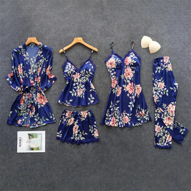 Luxuriöses Bettwäscheset aus Satin mit Blumenmuster