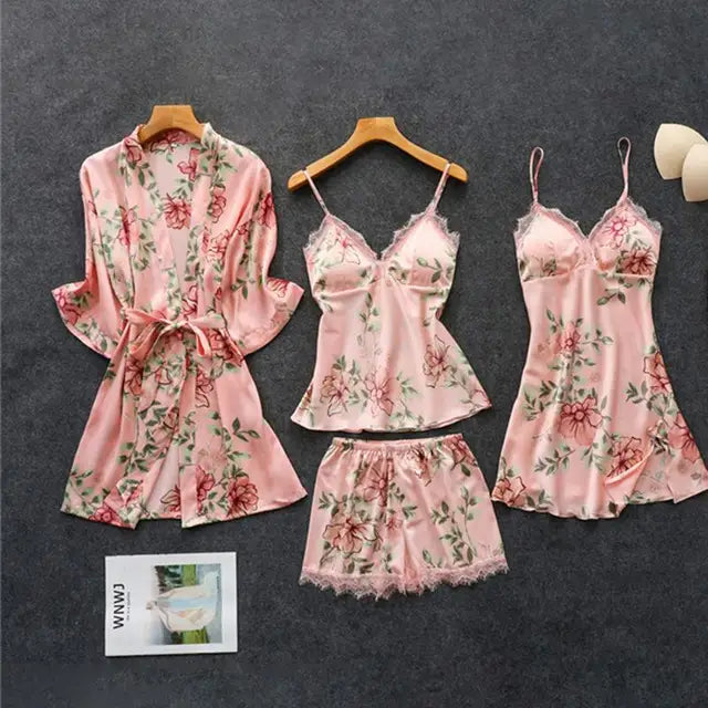 Luxuriöses Bettwäscheset aus Satin mit Blumenmuster