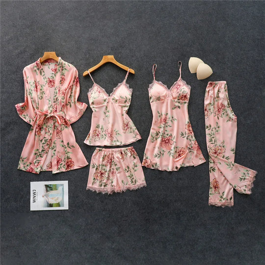Luxuriöses Bettwäscheset aus Satin mit Blumenmuster