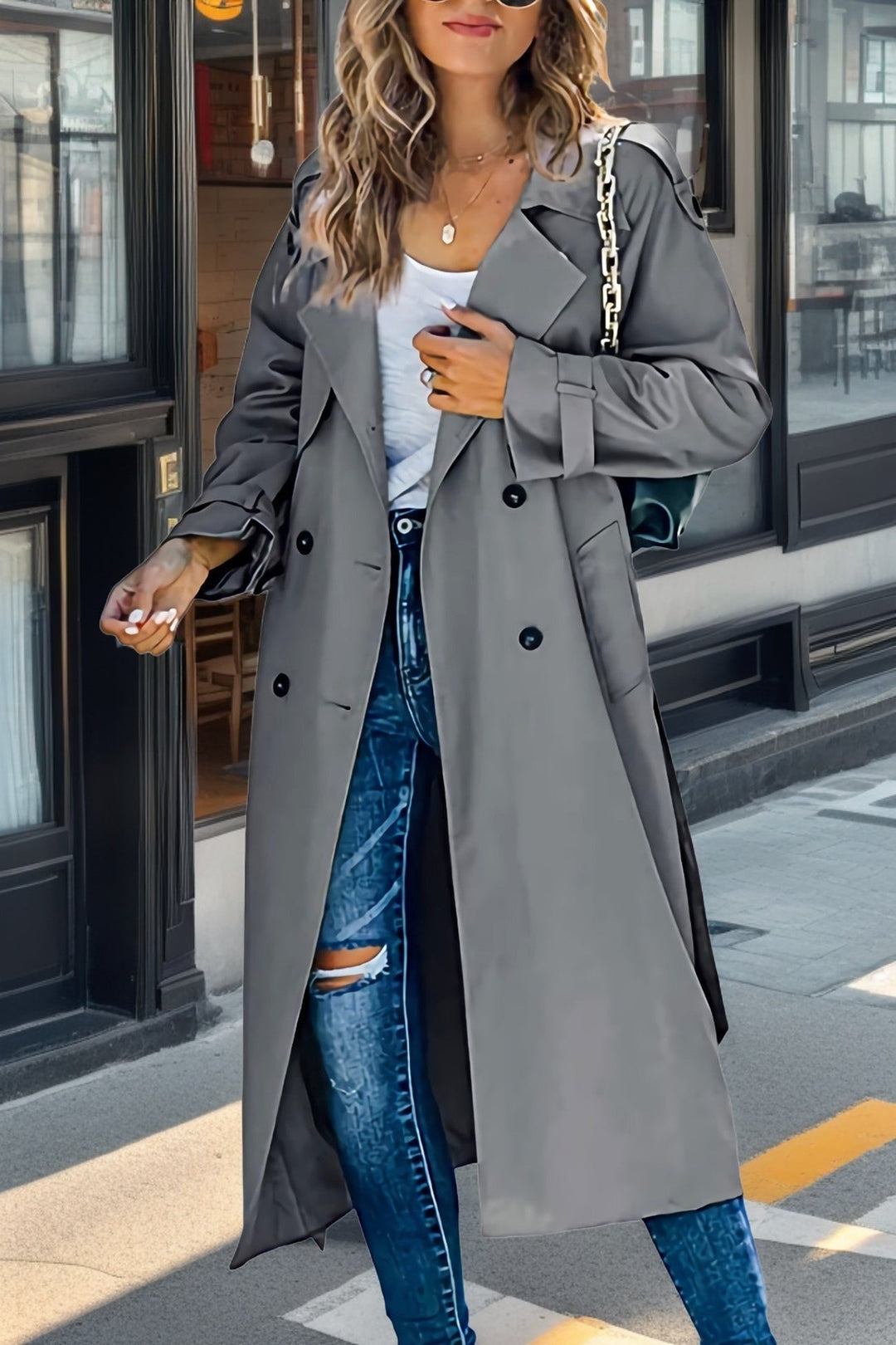 Heidi-Mode | Langer Leichter Trenchcoat Damen mit Gürtel