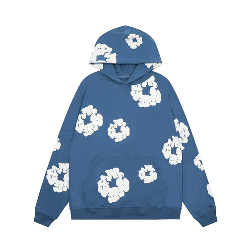 Heidi-Mode | Sweatshirt Mit Kapuze Aus Denim Mit Floralem Druck Und Kapuze