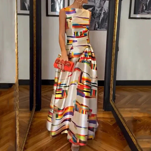 Heidi-Mode | Damen Modern Print Kleid Lang