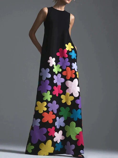 Elegantes Blumenkleid mit rundem Ausschnitt