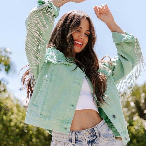 Heidi-Mode | Jeans mit glitzernden Fransen