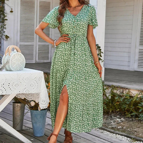 Heidi-Mode | Blühendes Lang Strandkleid