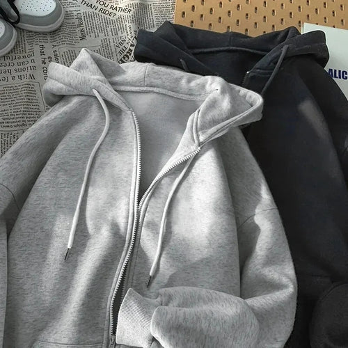 Heidi-Mode | Damen Modischer Zipper Hoodie Warm Und Einfarbig
