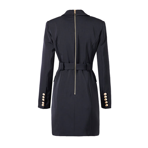 Heidi-Mode | Schicker Blazer Kleid mit Taillenband und Statement Knöpfen