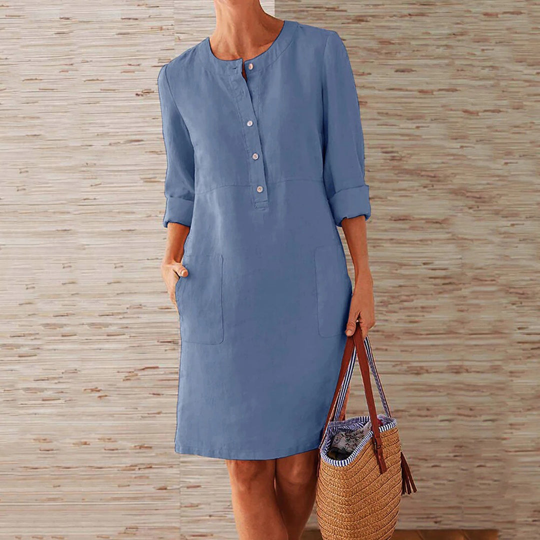 Langärmeliges Kleid aus Baumwolle