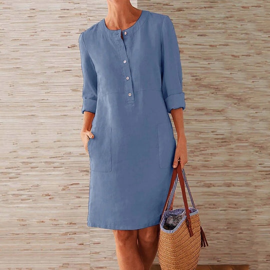 Langärmeliges Kleid aus Baumwolle