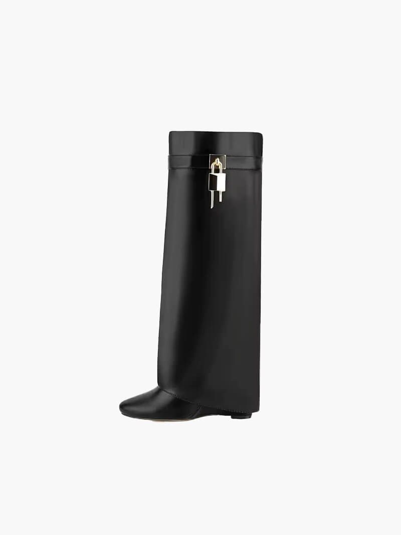Heidi-Mode | Stiefel - Damen - goldfarbene Schnalle Detail - nachhaltiger und tierfreundlicher Stiefel mit luxuriösem Aussehen