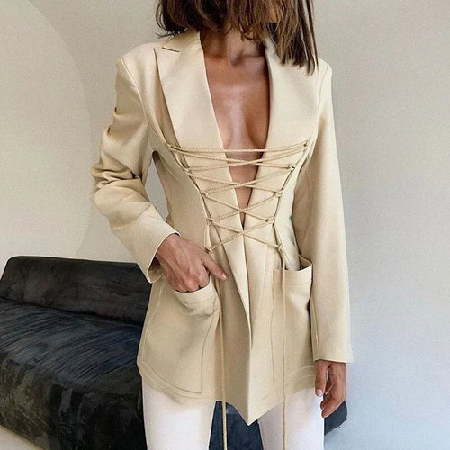 Heidi-Mode | Schnür-Blazer mit Taschen Dünner Mantel