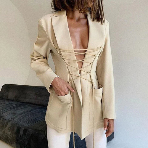 Heidi-Mode | Schnürblazer Armeltaschen Dünner Mantel