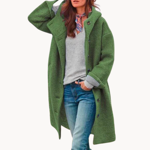 Heidi-Mode | Eleganter Maxi Mantel mit Kapuze für Damen