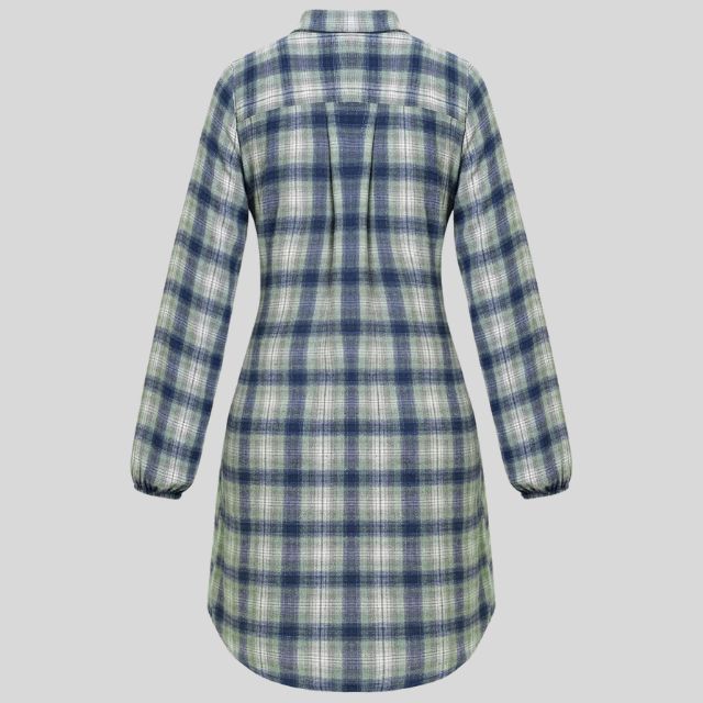 Kariertes Hemdkleid mit Gürtel und Knopfdetails