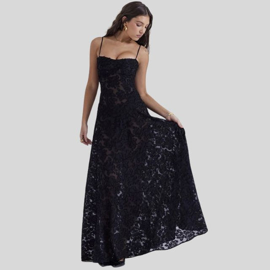 Maxi-Kleid aus Spitze mit eckigem Ausschnitt - Ayla