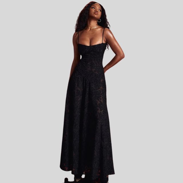 Maxi-Kleid aus Spitze mit eckigem Ausschnitt - Ayla