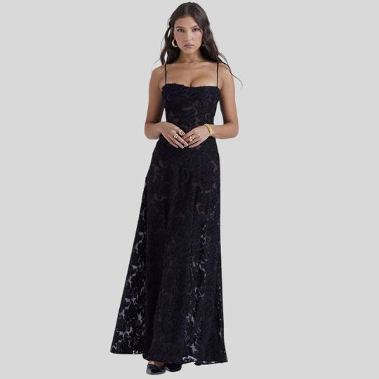 Maxi-Kleid aus Spitze mit eckigem Ausschnitt - Ayla