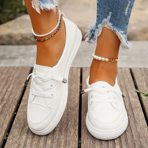 Heidi-Mode | Damen Klassische Freizeit Sneaker Weiß