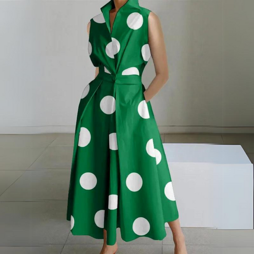Heidi-Mode | Ärmelloses Polka-Dot Midi-Kleid