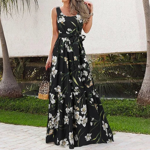 Heidi-Mode | Maxikleid Ohne Ärmel mit Floralprint