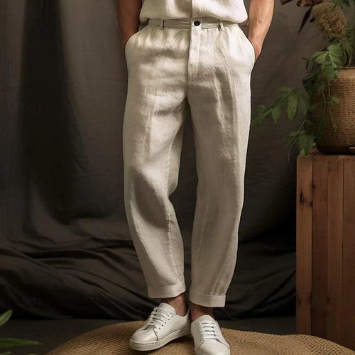 Heidi-Mode | Herren Leinenhose Luftige Sommerhose mit Regulärer Passform