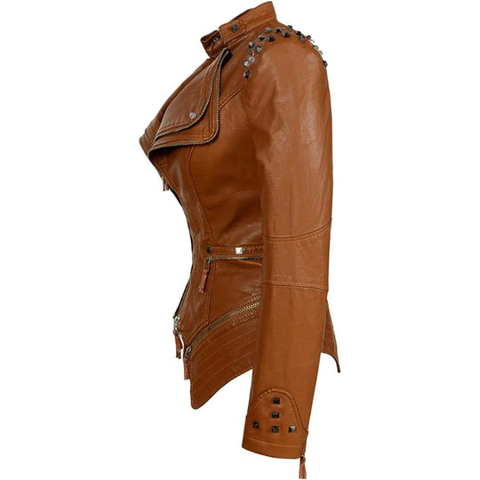 Heidi-Mode | Slim Fit Biker jacke Für Damen Perfekt Für Alltag