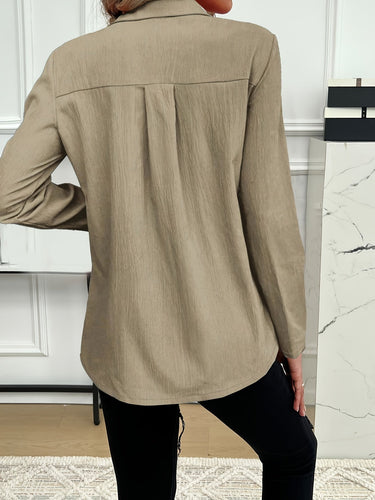 Heidi-Mode | Damen Leinenpullover mit V-Ausschnitt und Aufgerollten Ärmeln
