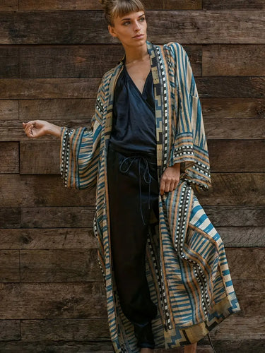 Boho Kimono in Plusgröße mit Bindegürtel