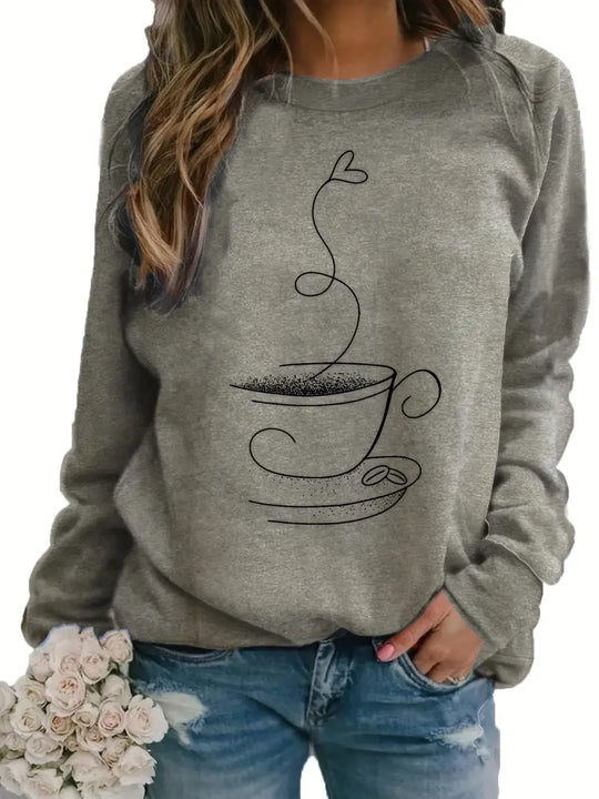 Heidi-Mode | Gemütliches Kaffee Grafisch Sweatshirt