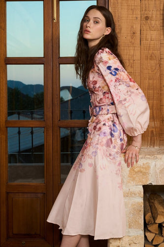 Heidi-Mode | Midi Hemdblusenkleid mit Blumenmuster
