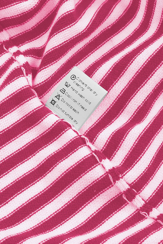 Kontrastfarbig Gestreifter Pullover Mit Überschnittenen Schultern