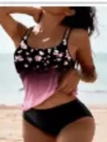 Heidi-Mode | Retro Hochgeschnittenes Bikini mit Stranddruck