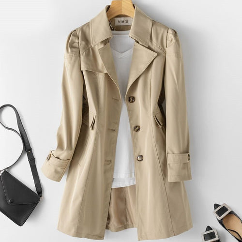 Heidi-Mode | Damen Knopf Daunen Trench Mantel Lange