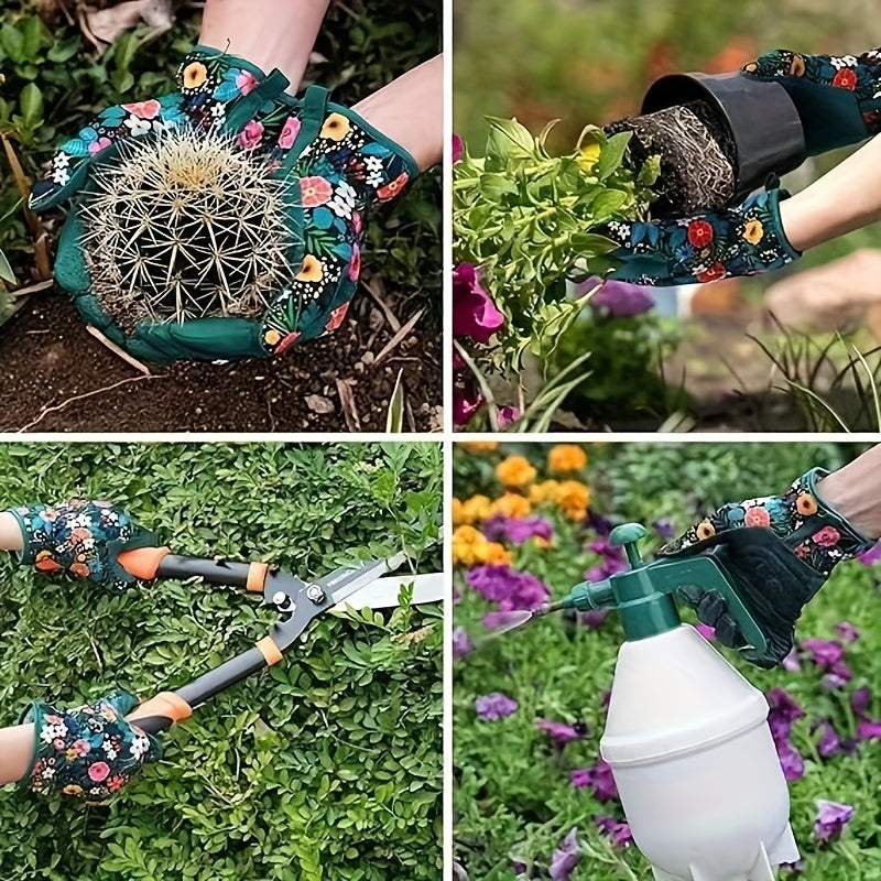 Heidi-Mode | Atmungsaktive Gartenhandschuhe mit Blumenmuster