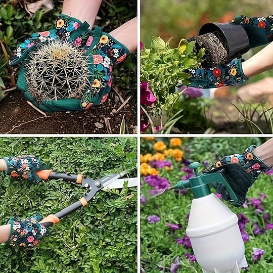 Heidi-Mode | Atmungsaktive Gartenhandschuhe mit Blumenmuster