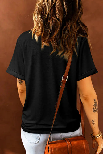 Heidi-Mode | Dankbar Pailletten Rundhals Kurzarm T-Shirt