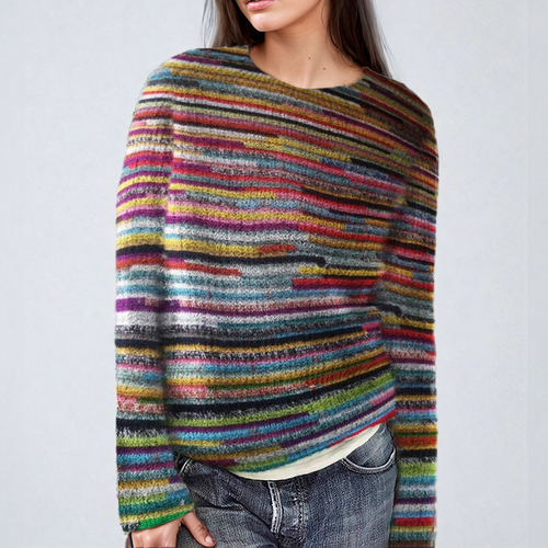 Heidi-Mode | Gemusterter Pullover In Lockerer Passform für Frauen